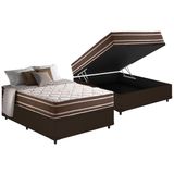 Cama Box Bau Casal Colchao Molas Masterpocket Ensacadas Anjos Duo Sono Base Linhao Brown 138x188