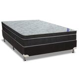 Cama Box Casal Colchao Molas Ortobom Nanolastic Light Selado Base Crc Suede Black 138x188