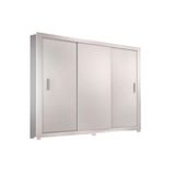 Guarda Roupa 3 Portas De Correr E 4 Gavetas C Pes Veneza Branco Rufato