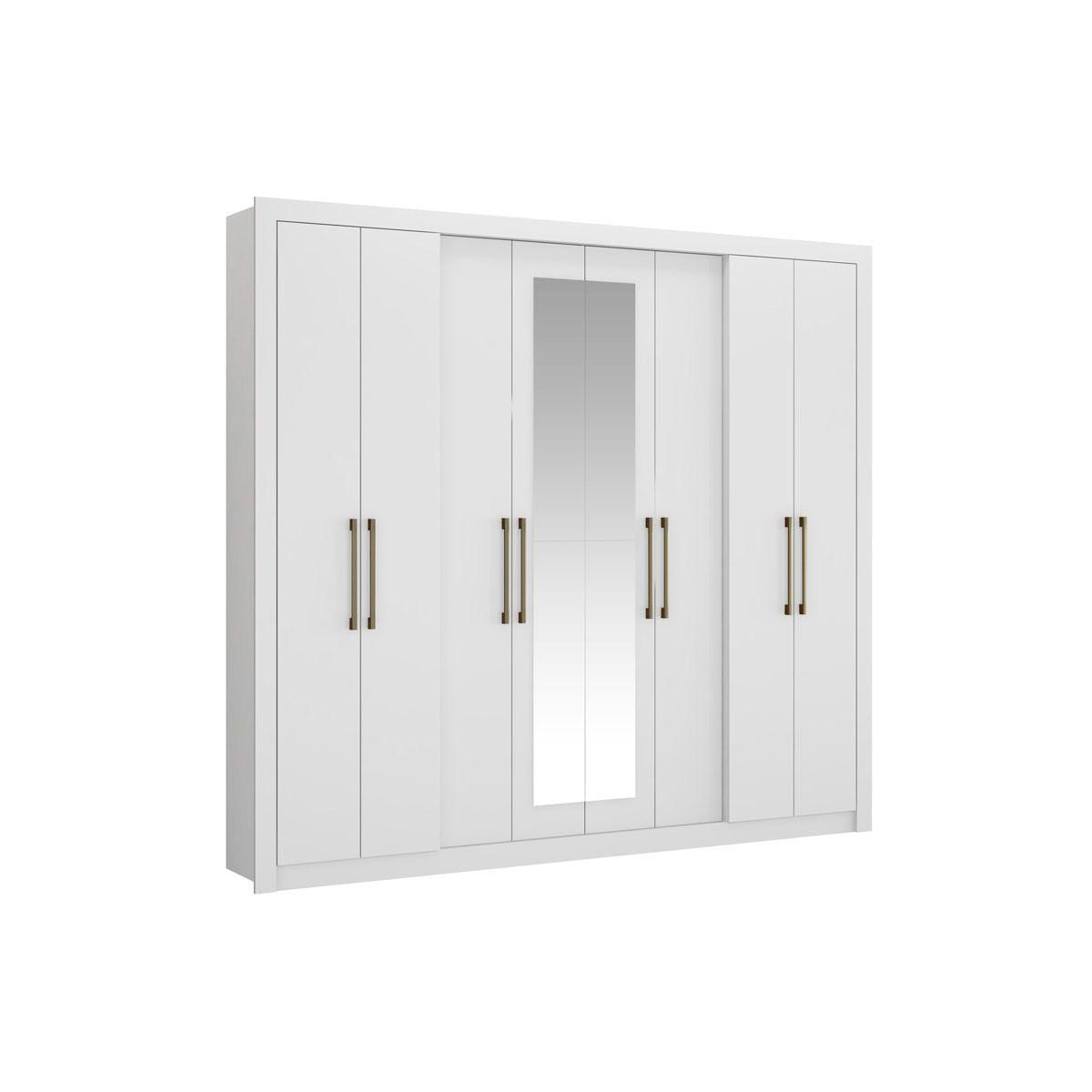 Guarda Roupa 8 Portas E 4 Gavetas C Espelho Hester Branco Carraro