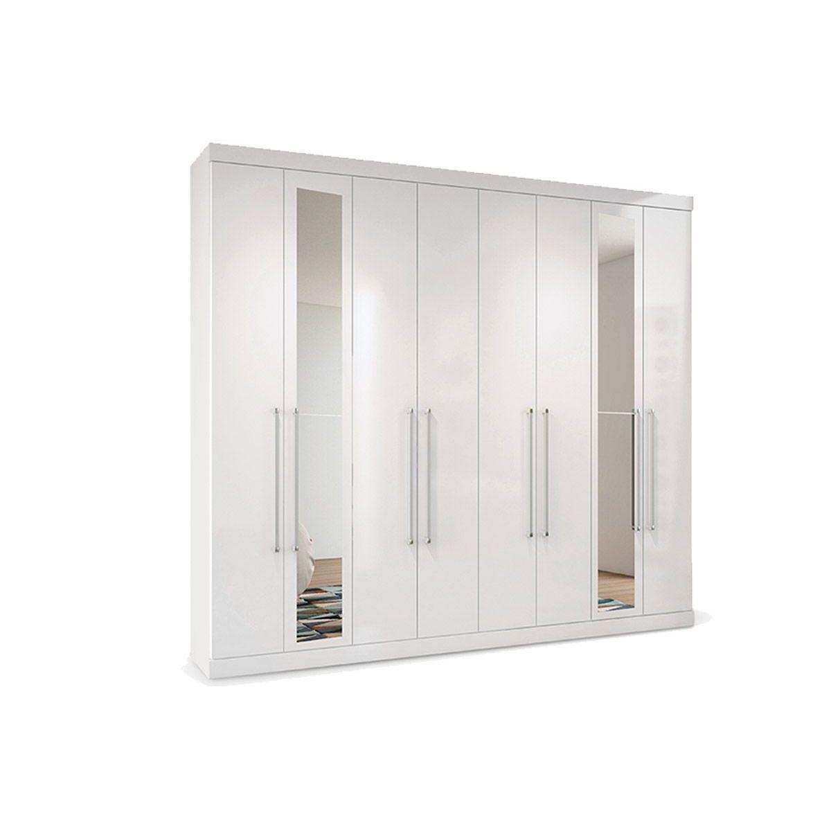 Guarda Roupa 8 Portas E 4 Gavetas C Espelho Master Vip 8 4 Branco Santos Andira