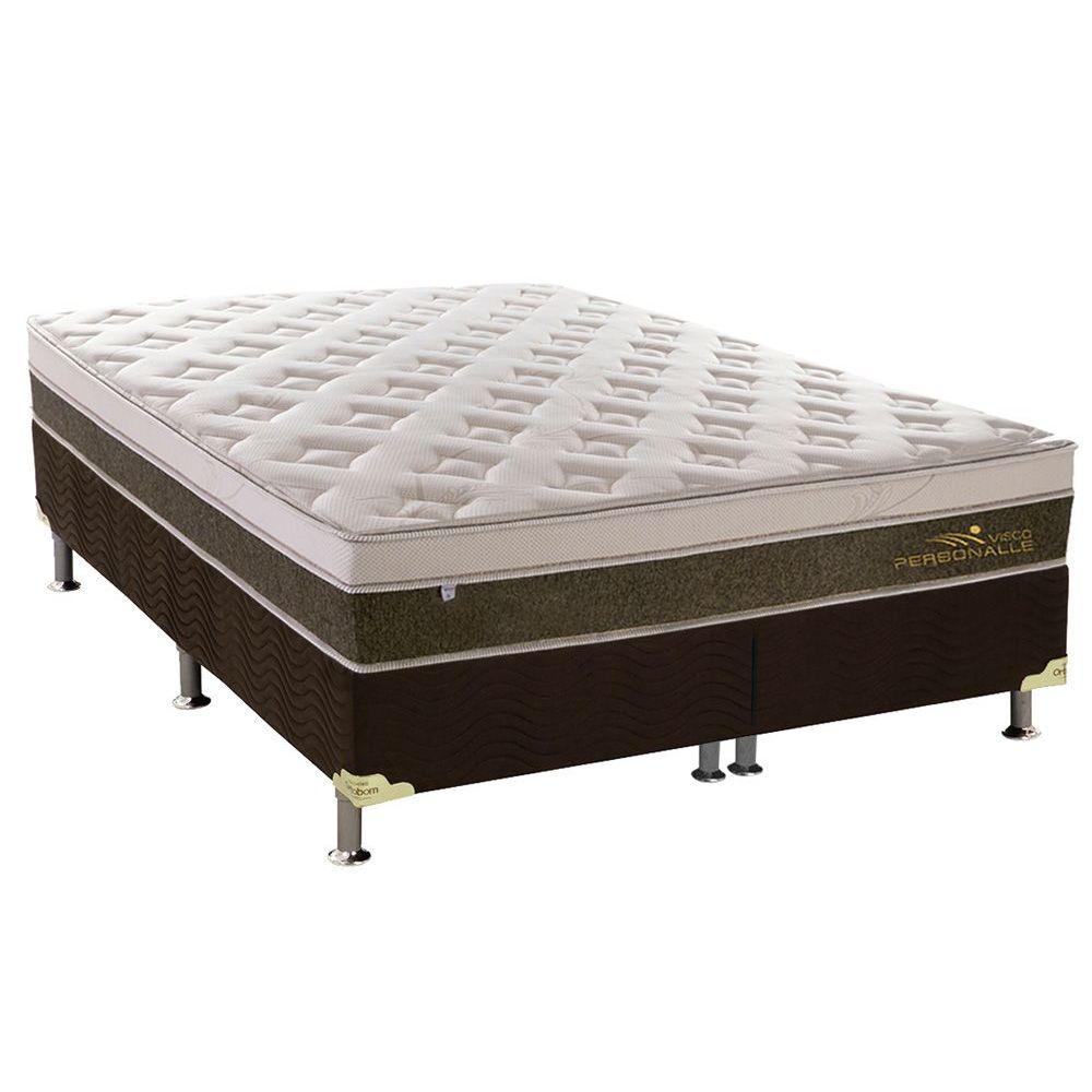 Cama Box Queen Colchao Molas Plumatex Masterpocket Ensacadas Personalle Base Crc Suede Marrom 158x198