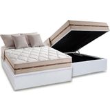 Cama Box Bau Casal Colchao Molas Anjos Masterpocket Ensacadas Classic Base Crc Courano White 138x188