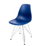 Cadeira Eames Eiffel Azul Bic Empório Tiffany Base Aço Cromado