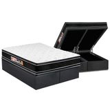 Cama Box Bau Queen Colchao Espuma D33 Castor Black E White Air Double Face Euro Pillow Base Crc Suede Gray 158x198