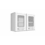 Armario Aereo Cozinha Modulado Gourmet 7006 2 Portas C Vidro Branco Bertolini