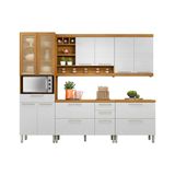 Cozinha Modulada Completa Burguesa Premium 5 Pecas 2 Armarios 2 Balcoes 1 Paneleiro C5p23 Freijo Branco Nesher