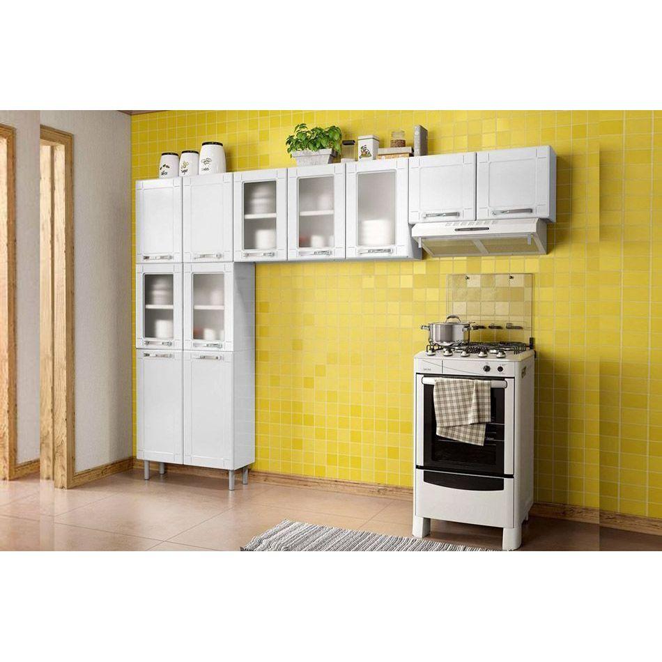 Cozinha Modulada Completa Multipla 3 Pecas 2 Armarios 1 Paneleiro Cpt98 Branco Bertolini