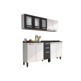 Cozinha Modulada Completa Gourmet 4 Pecas 2 Armarios 2 Balcoes C4p70 Branco Preto Bertolini