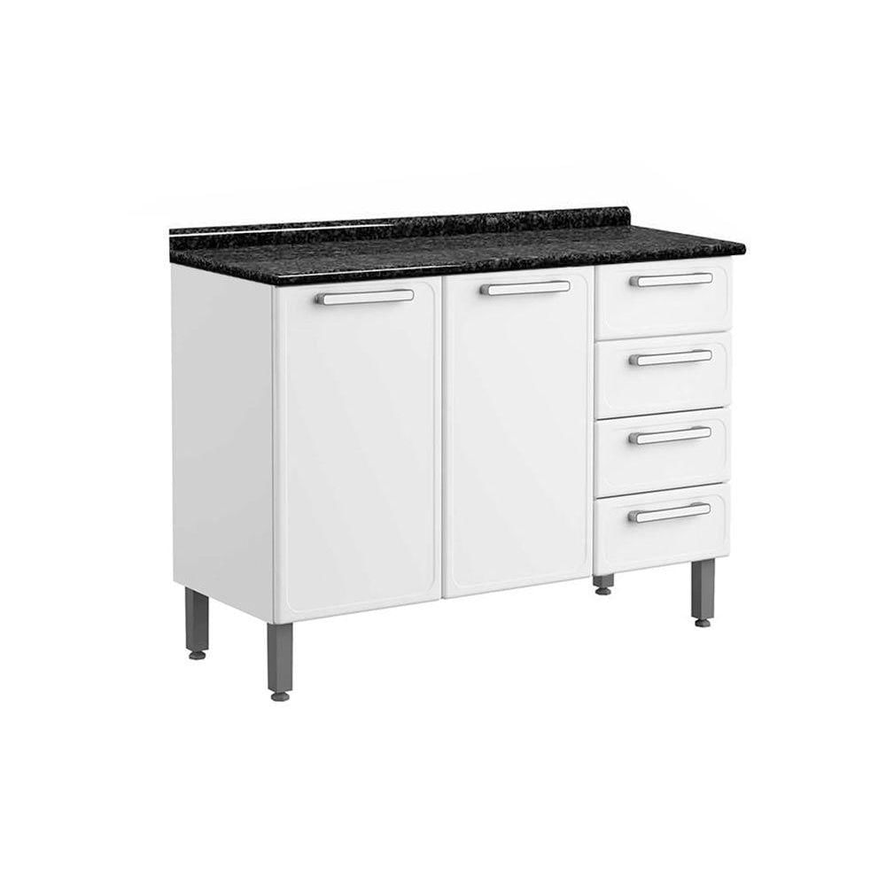 Gabinete De Cozinha Modulado Balcao Gourmet 2 Portas E 4 Gavetas C Tampo Branco Bertolini