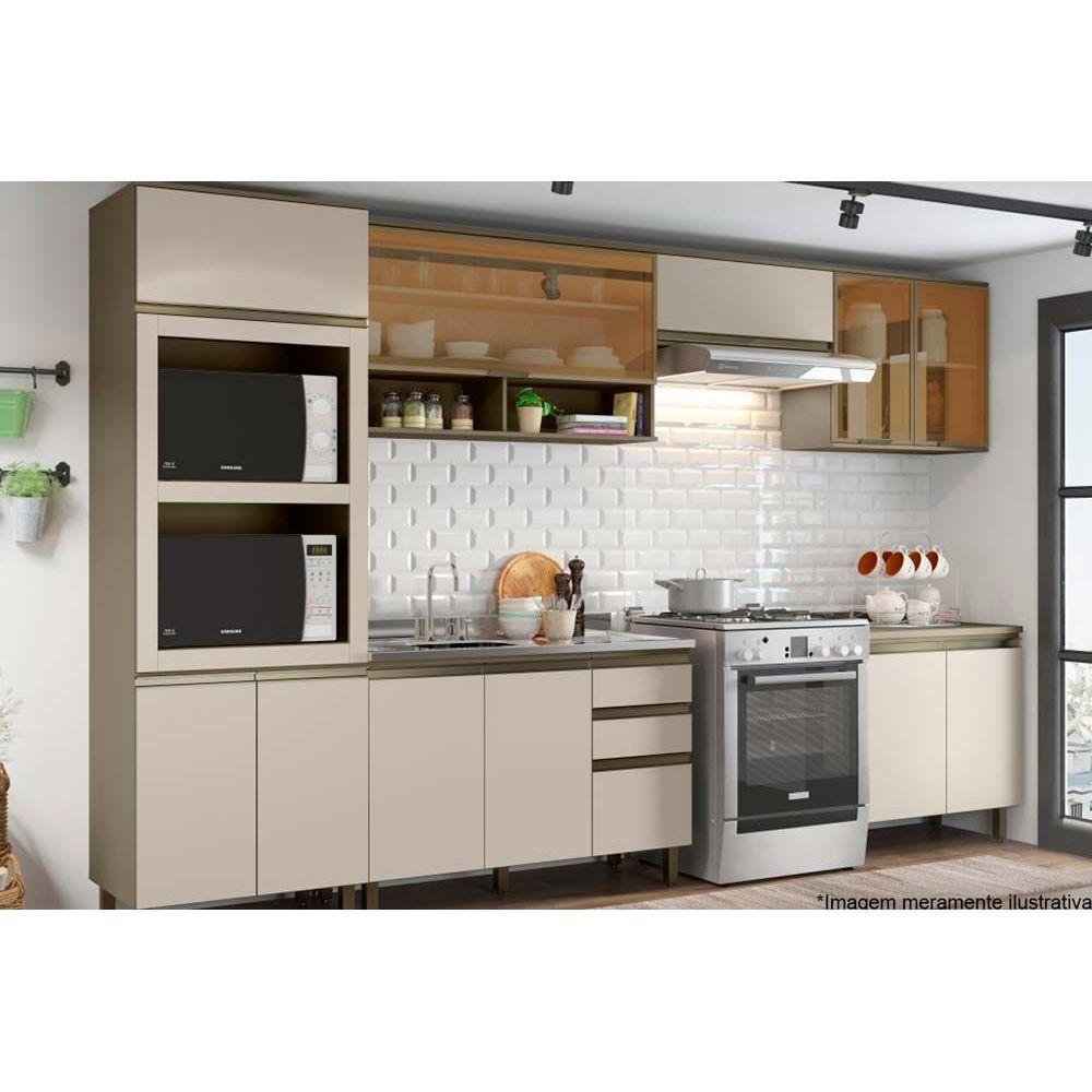 Cozinha Modulada Henn Connect 8 Pecas 3 Armarios 2 Balcoes 1 Paneleiro 2 Complementos C8p04 Duna Cristal