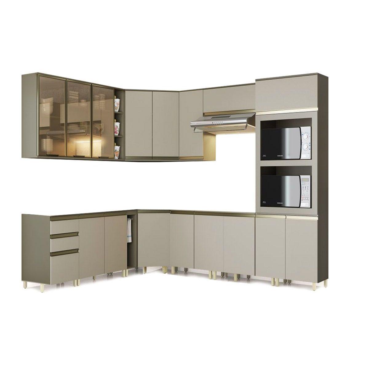 Kit De Cozinha Modulada 11 Pecas Connect 4 Armarios 4 Balcoes 1 Paneleiro 2 Complementos C11p02 Duna Cristal