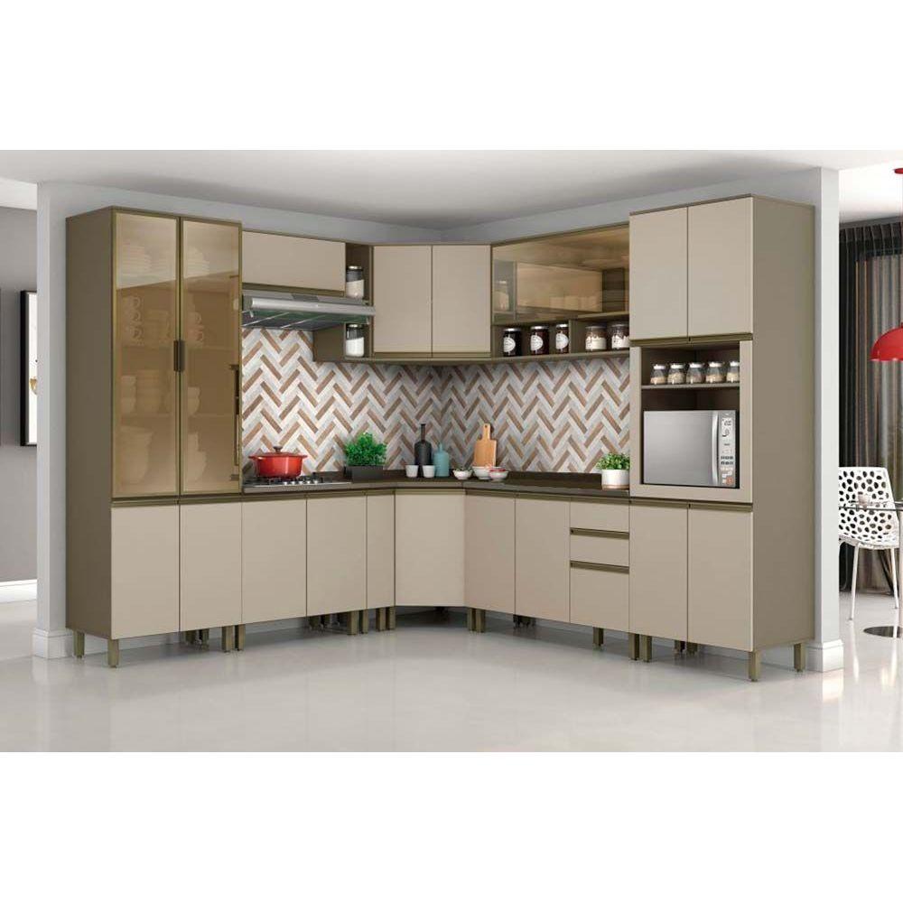 Kit De Cozinha Modulada 14 Pecas Connect 1 4 Armarios 4 Balcoes 2 Paneleiros 4 Complementos C14p06 Duna Cristal