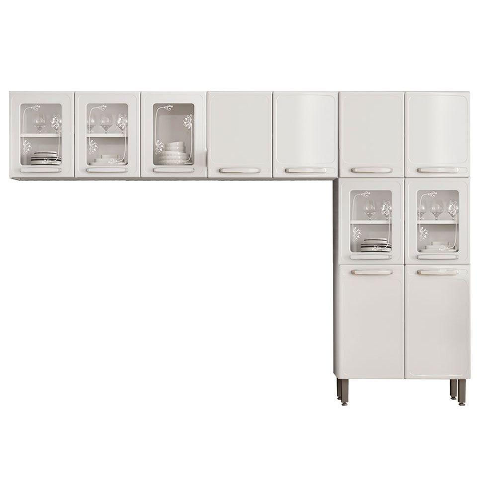 Cozinha Modulada Bertolini Evidence 3 Pecas 2 Armarios 1 Paneleiro Cpt53 Branco