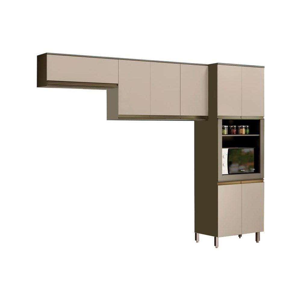 Cozinha Modulada Henn Connect 3 Pecas 2 Armarios 1 Paneleiro Cpt14 Duna Cristal