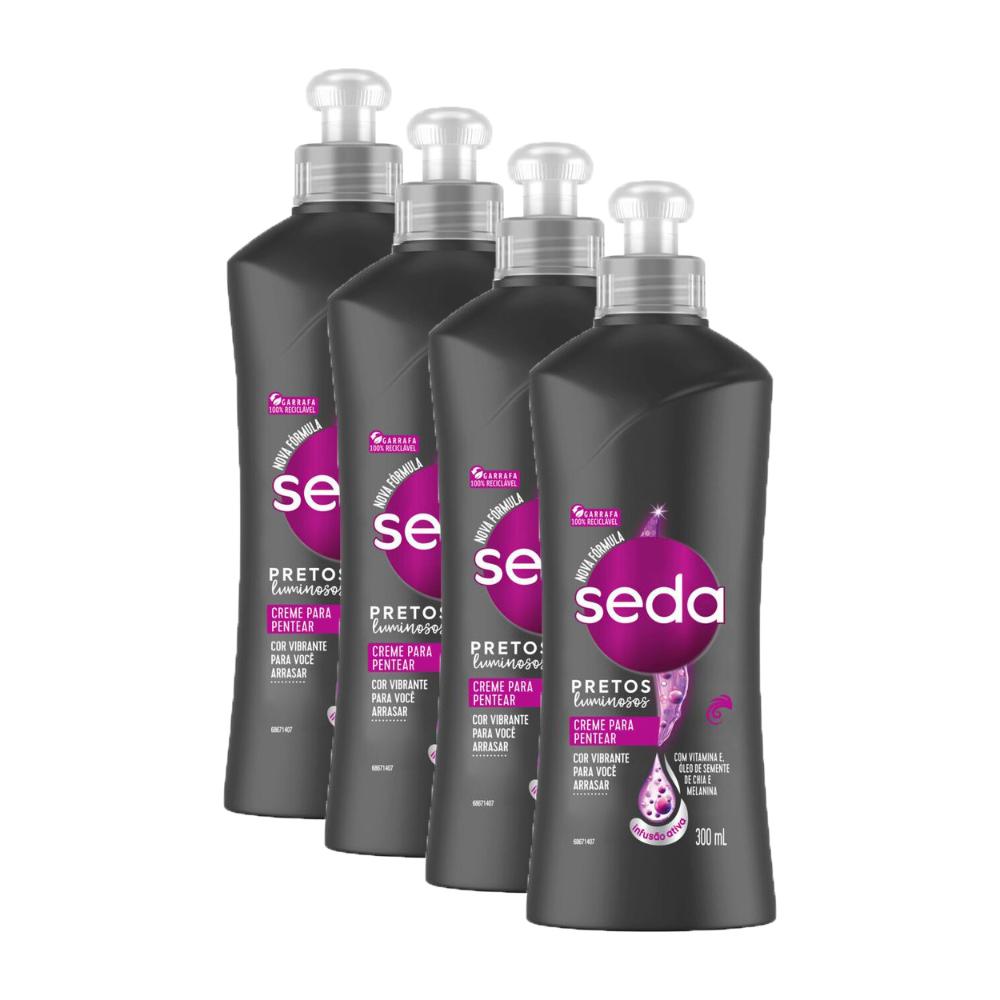Kit 4 Cremes Para Pentear Seda Cocriações Pretos Luminosos 300ml Cada ...