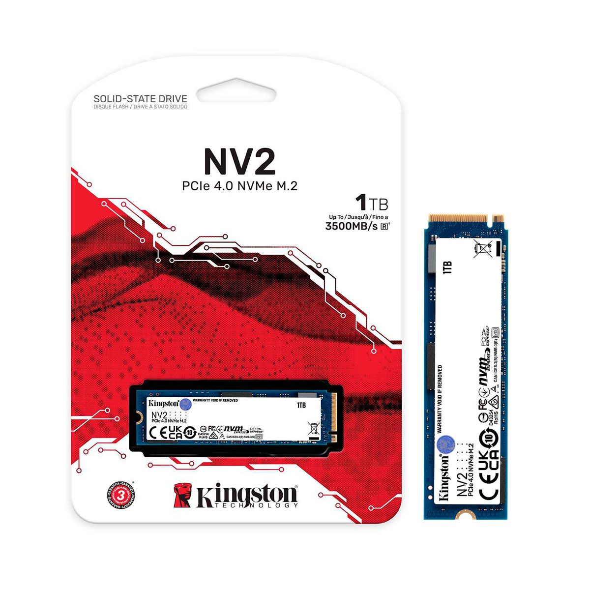 Ssd 1tb Kingston Nv2, M.2 2280, Nvme Pcie 4.0 X4, Leitura 3500mb/s, Gravação 2100mb/s - Snv2s/1000g