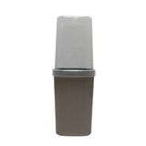 Porta Escova de Dente e Creme Dental Plasutil Classic com Frisos Cinza