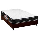 Cama Box Casal Colchao Espuma Castor D33 Black E White Base Crc Suede Brown 138x188