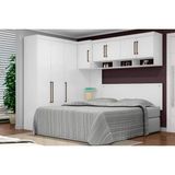 Quarto Modulado Casal Modena Iii 5 Pecas 1 Armario Aereo 2 Guarda Roupas 2 Complementos Qcm56 Branco Demobile