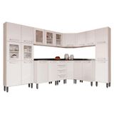 Cozinha Modulada Completa Evidence 8 Pecas 3 Armarios 3 Balcoes 2 Paneleiros C8p23 Branco Bertolini