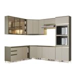 Cozinha Modulada Completa Connect 11 Pecas 4 Armarios 4 Balcoes 1 Paneleiro 2 Complementos C11p02 Duna Cristal Henn