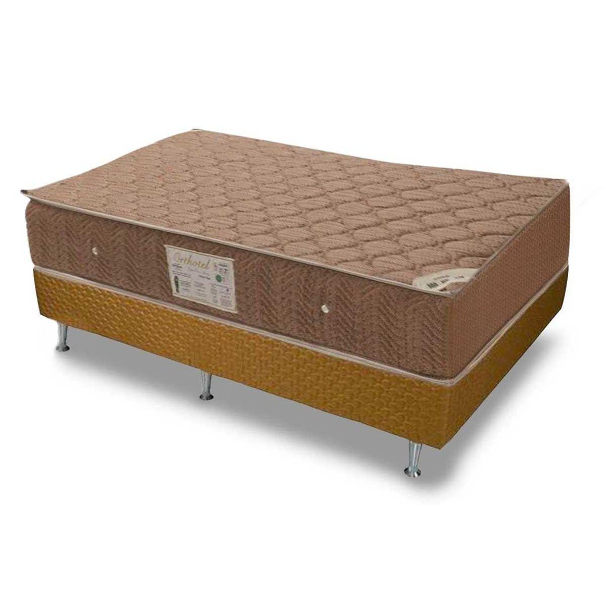 Cama Box Queen Colchao Molas Ortobom Hotelaria Nanolastic Orthotel Spring Base Crc Marrom 158x198