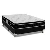 Cama Box Casal Colchao Molas Ortobom Nanolastic Physical Spring Base Crc Suede Black 138x188