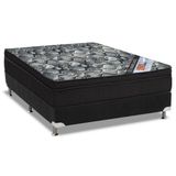 Cama Box Viuva Colchao Molas Ortobom Nanolastic Iso Firme Base Crc Suede Black 128x188