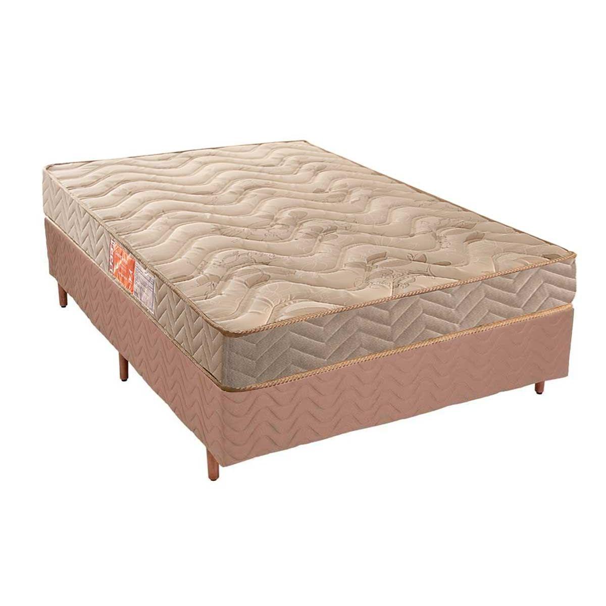 Cama Box Casal Colchao Espuma Paropas D33 Pasquale Base Crc Suede Clean 138x188