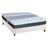 Cama Box Casal Colchao Molas Castor Bonnel System Class Base Crc Courano Branco 138x188