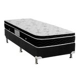 Cama Box Solteiro Colchao Molas Ortobom Nanolastic Physical Spring Base Crc Suede Black 88x188
