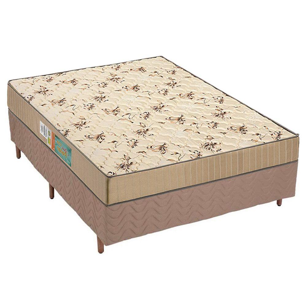 Cama Box Casal Colchao Espuma Polar D45 Perola Clean Base Crc Rustico Clean 138x188