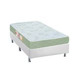 Cama Box Solteiro Colchao Espuma Castor D33 Sleep Max Base Crc Courano White 88x188