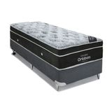 Cama Box Solteiro Colchao Molas Ortobom Nanolastic Exclusive Base Crc Suede Gray 88x188