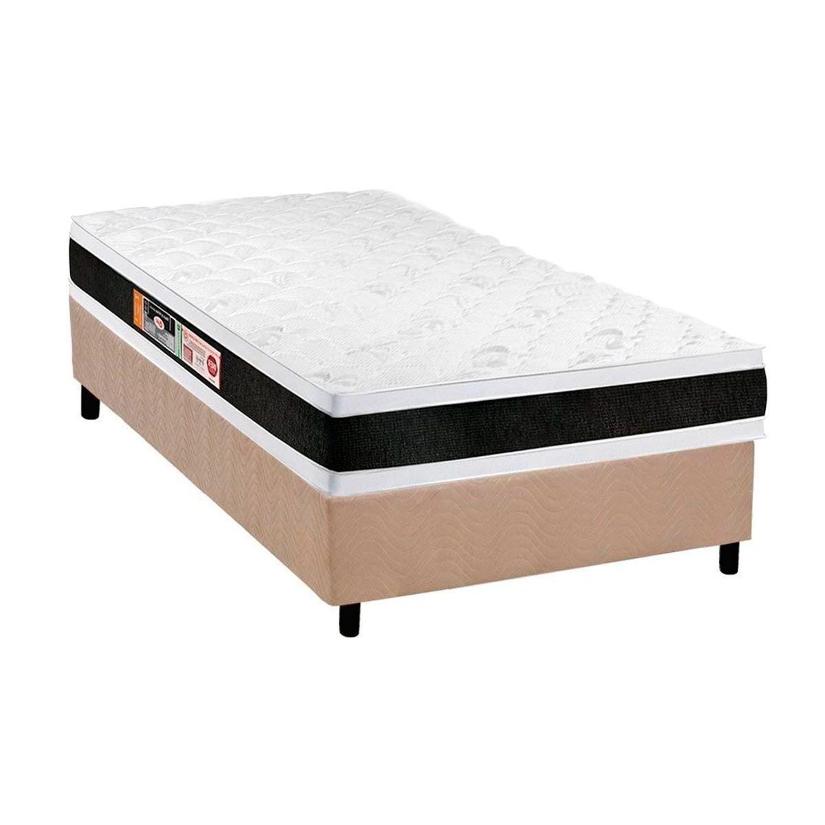 Cama Box Solteiro Colchao Espuma Castor D45 Black E White Air Double Face Base Crc Suede Clean 88x188