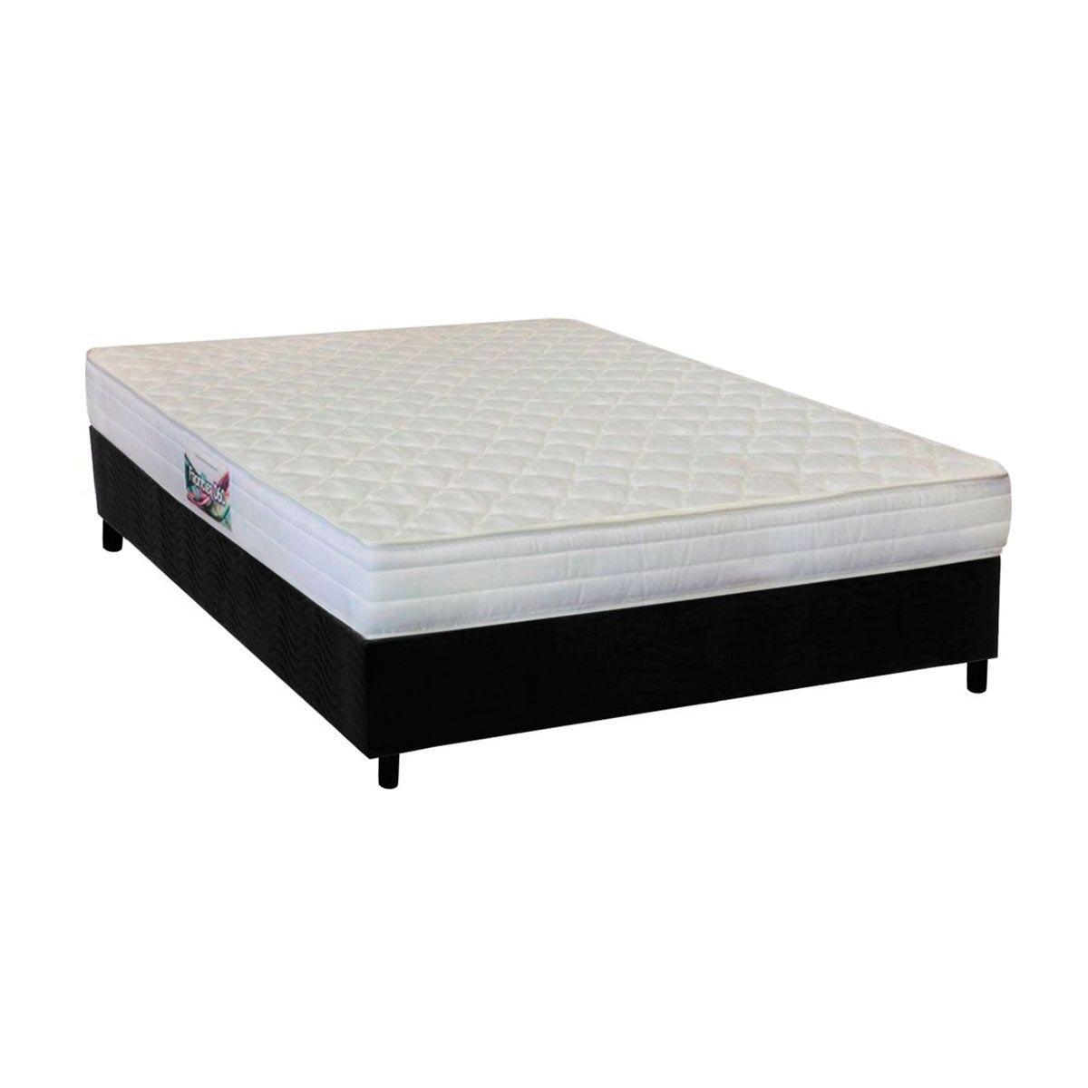 Cama Box Casal Colchao Ortopedico Herval Ag65 Frontier Base Crc Suede Black 138x188