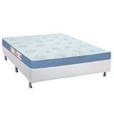 Cama Box Casal Colchao Espuma Castor D45 Sleep Max Base Crc Courano White 138x188