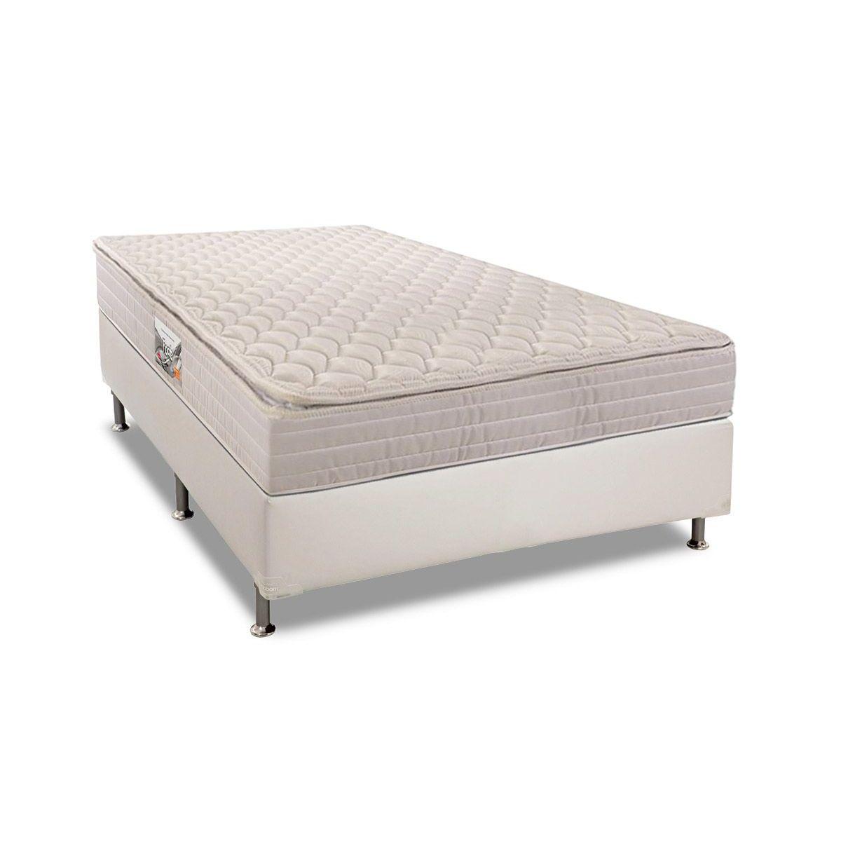 Cama Box Casal Colchao Espuma Herval Ag65 Firme Fort Base Crc Courano White 138x188