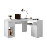 Mesa De Computador Solteiro Nilo C 1 Porta E 1 Gaveta Branco Caemmun