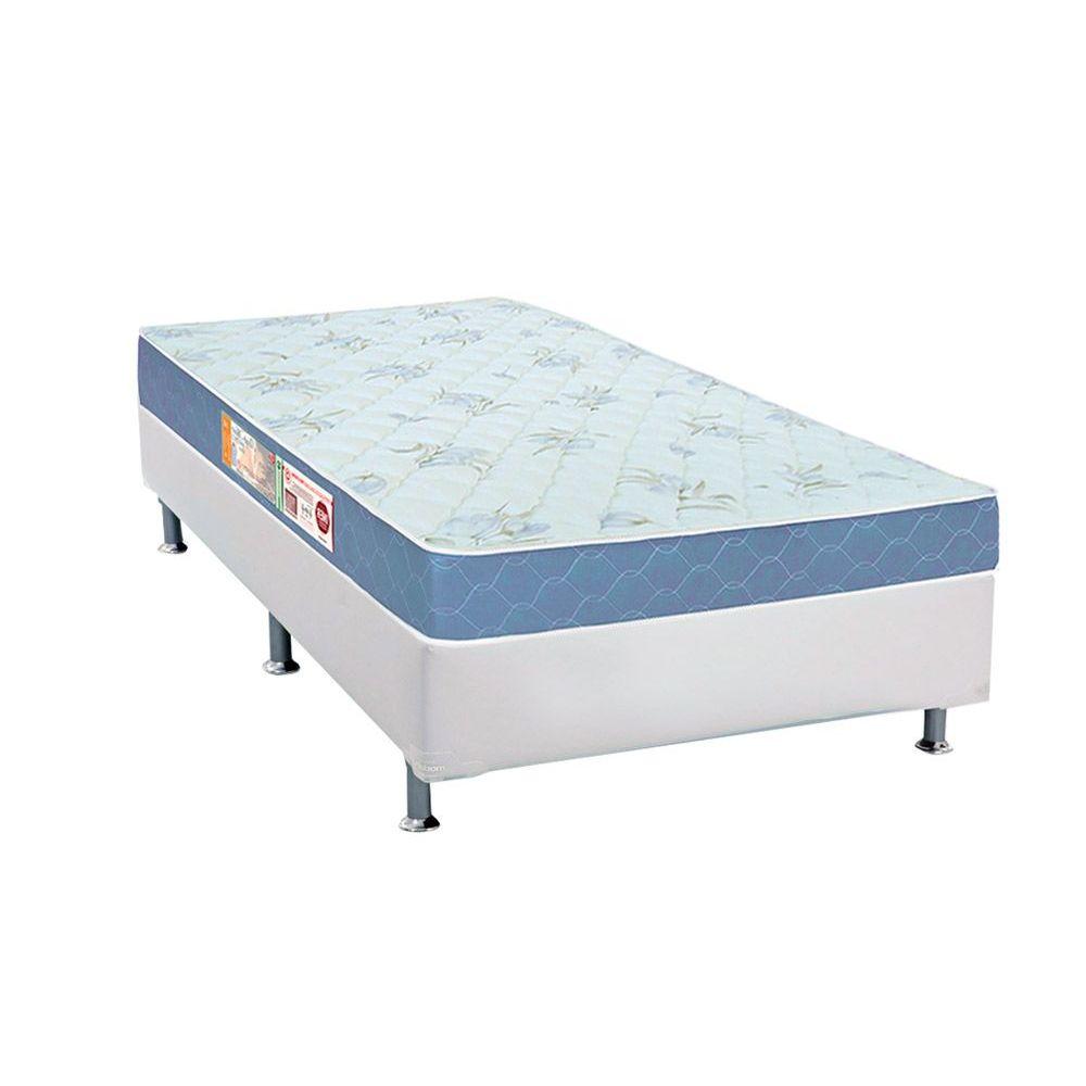 Cama Box Solteiro Colchao Espuma Castor D45 Sleep Max Base Crc Courano White 88x188