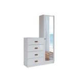 Comoda Solteiro Estilo C 1 Porta C Espelho E 4 Gavetas Branco Santos Andira