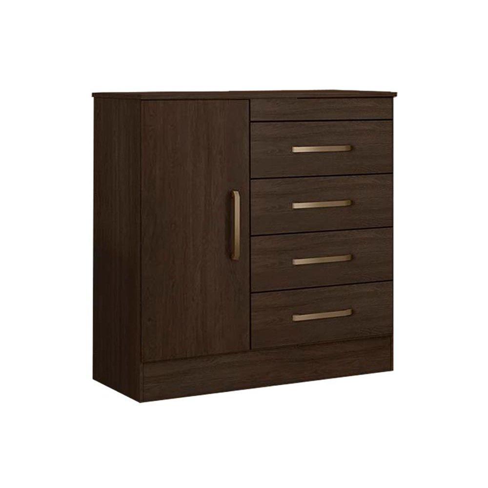 Comoda Solteiro Montevideu 1 Porta E 4 Gavetas Ebano Demobile