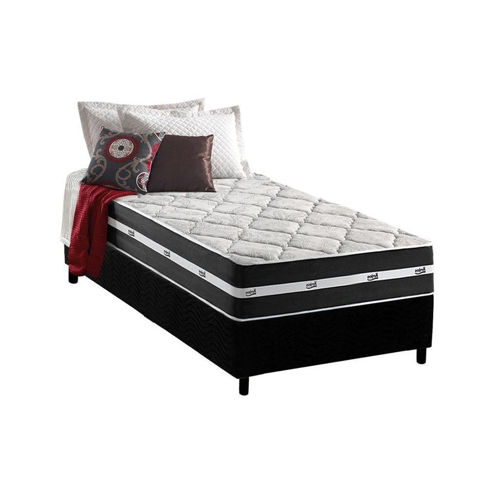 Cama Box Solteiro Colchao Molas Anjos Masterpocket Ensacadas Classic Base Crc Suede Black 88x188