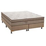 Cama Box Queen Colchao Molas Ortobom Superpocket Celebrita Base Crc Suede Bege 158x198