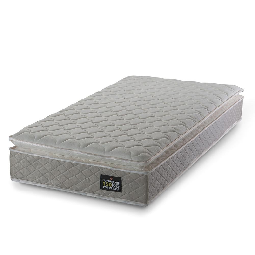 Colchão Solteiro Strong Pillow Top Espuma D45 88x188x24cm Bege - Suporta Até 150kg Por Pessoa