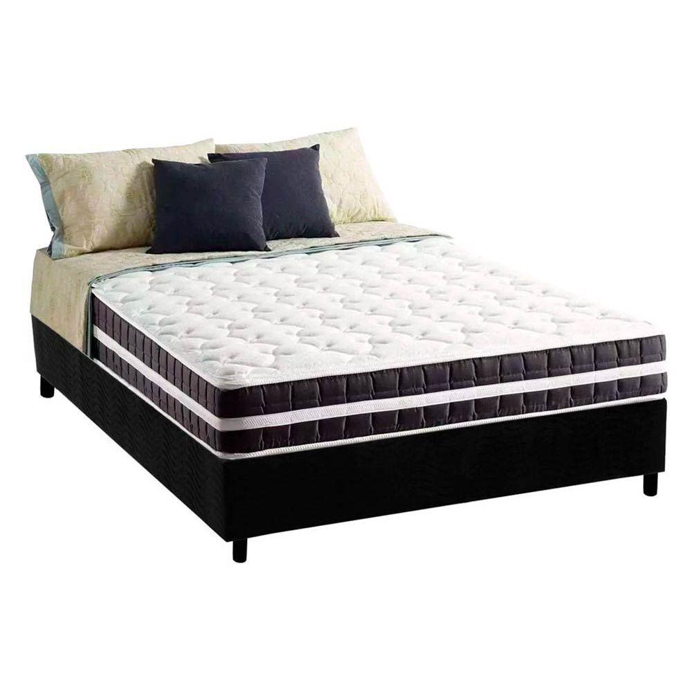 Cama Box Casal Colchao Espuma Anjos D45 Ep Stare Base Crc Suede Black 138x188