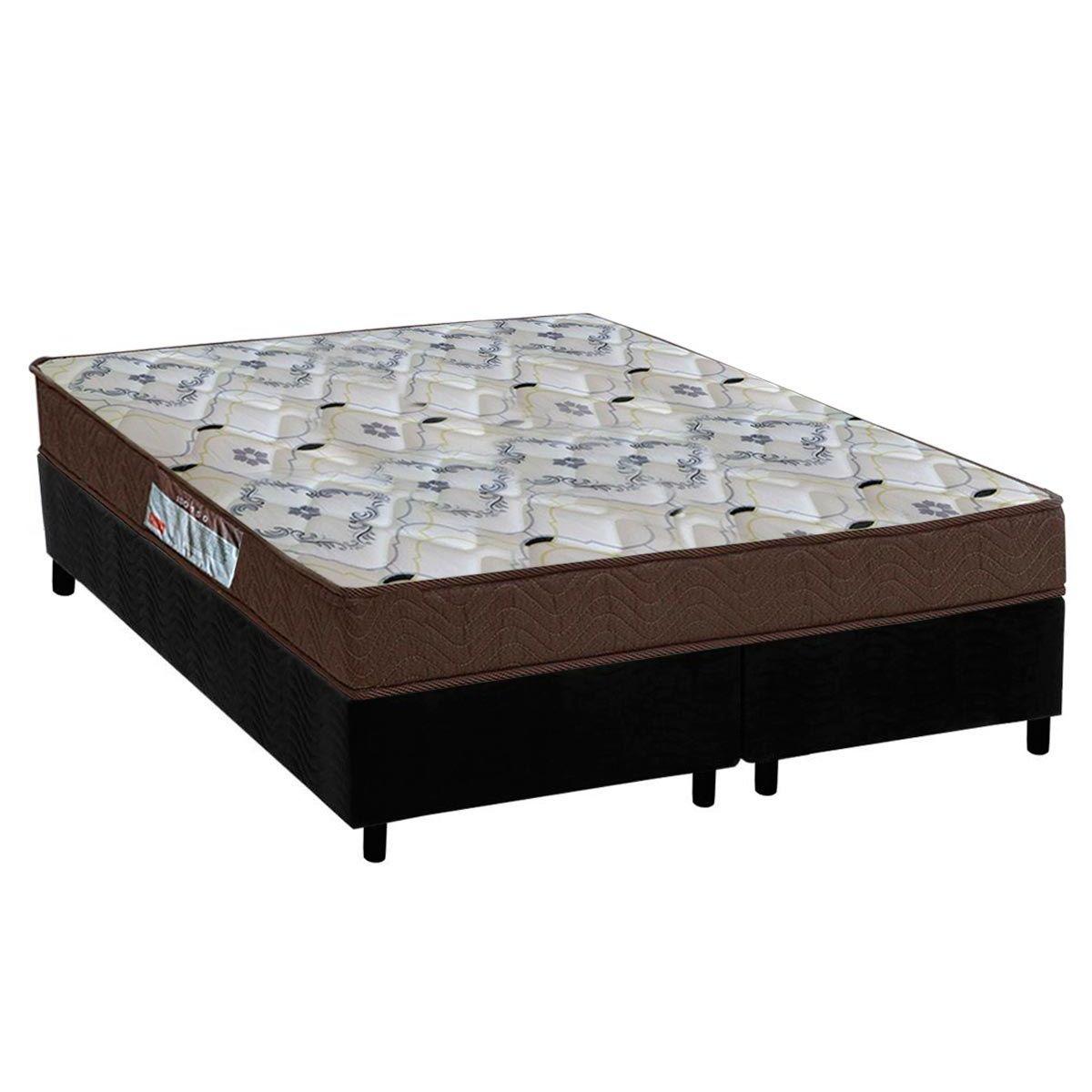 Cama Box Queen Colchao Ortopedico Ortobom D45 Ep Fort Tech Iso 150 Base Crc Suede Black 158x198