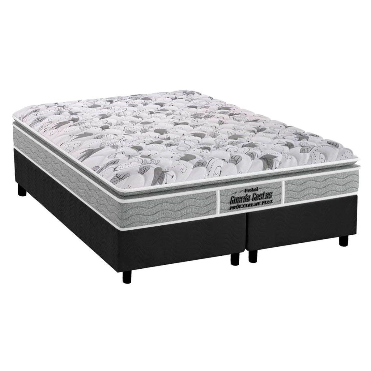 Cama Box King Colchao Ortopedico Probel D45 Ep Guarda Costas Proextreme Plus Base Crc Suede Gray 193x203