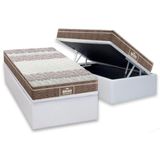 Cama Box Bau Solteiro Colchao Ortopedico Probel D33 Ep Guarda Costas Prointense Plus Base Crc Courano White 88x188